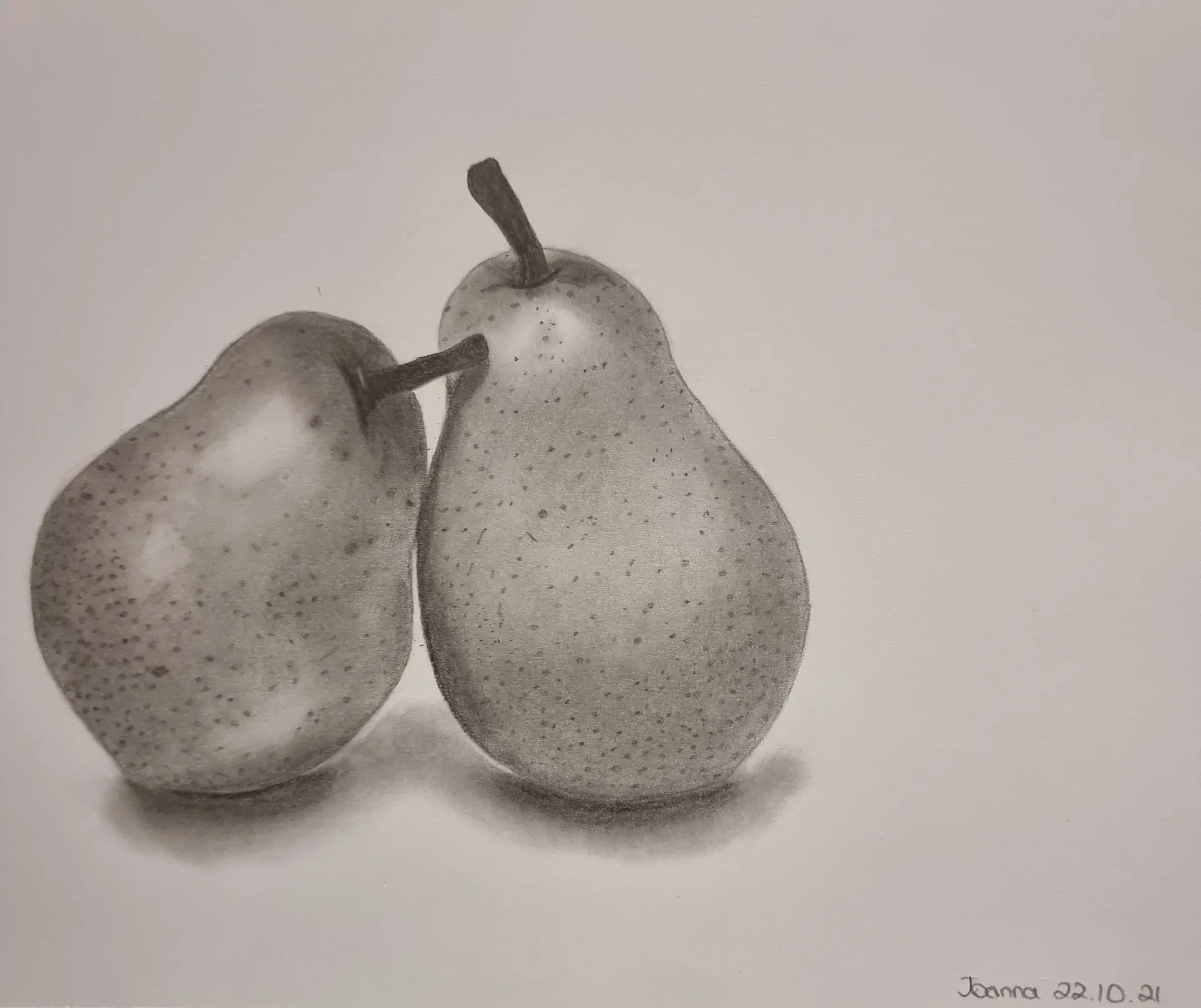 Poires réalistes au crayons graphite